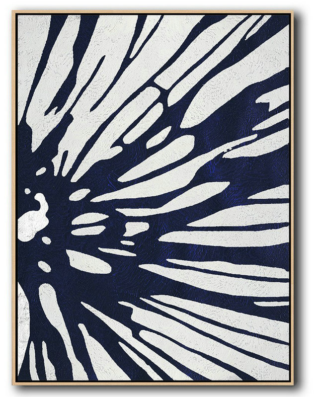 Abstract Painting Extra Large Canvas Art,Buy Hand Painted Navy Blue Abstract Painting Online,Canvas Wall Art Home Decor
